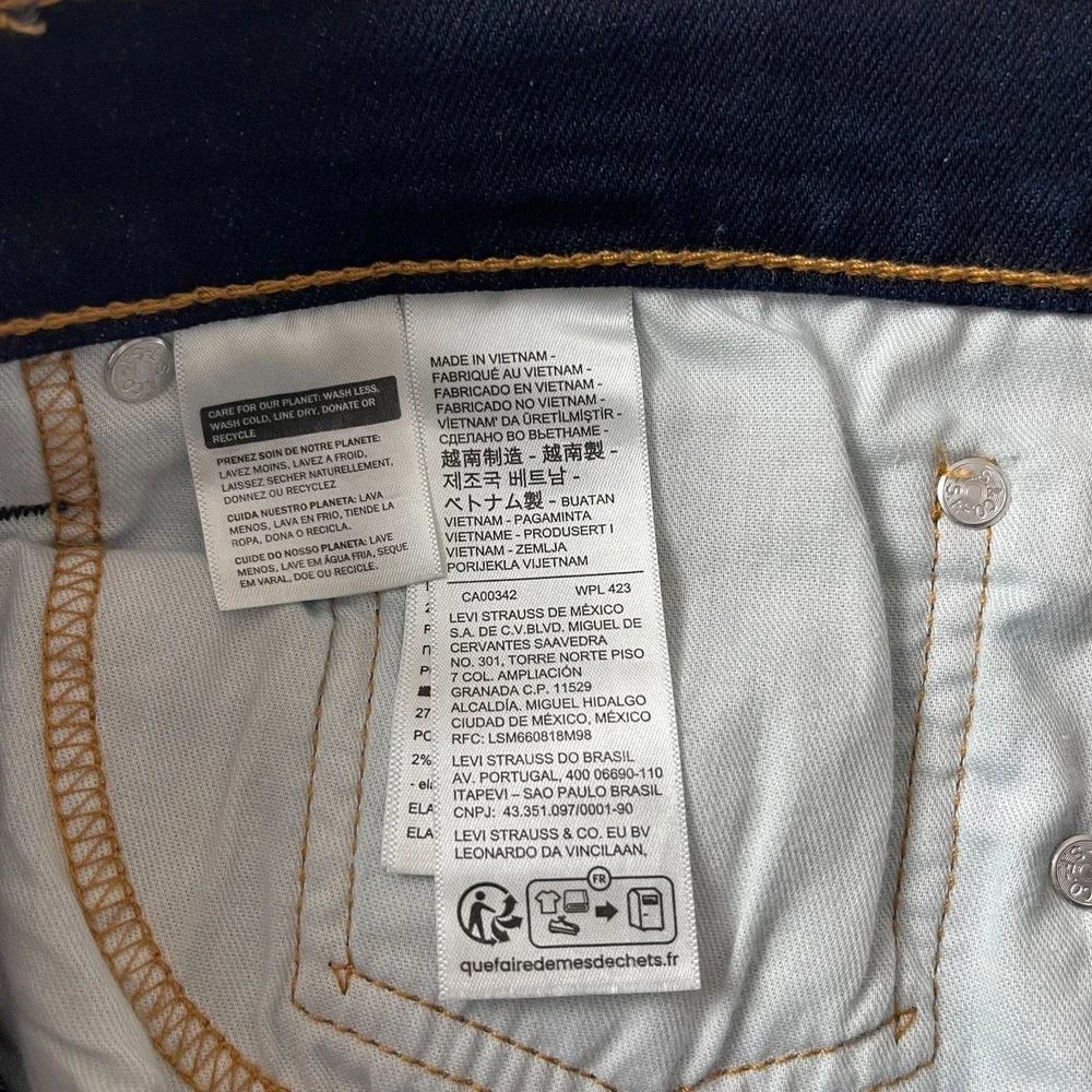 Levis 513 Jeans Mens 36x30 Blue Slim Straight Dark Wash Denim Preppy Grunge